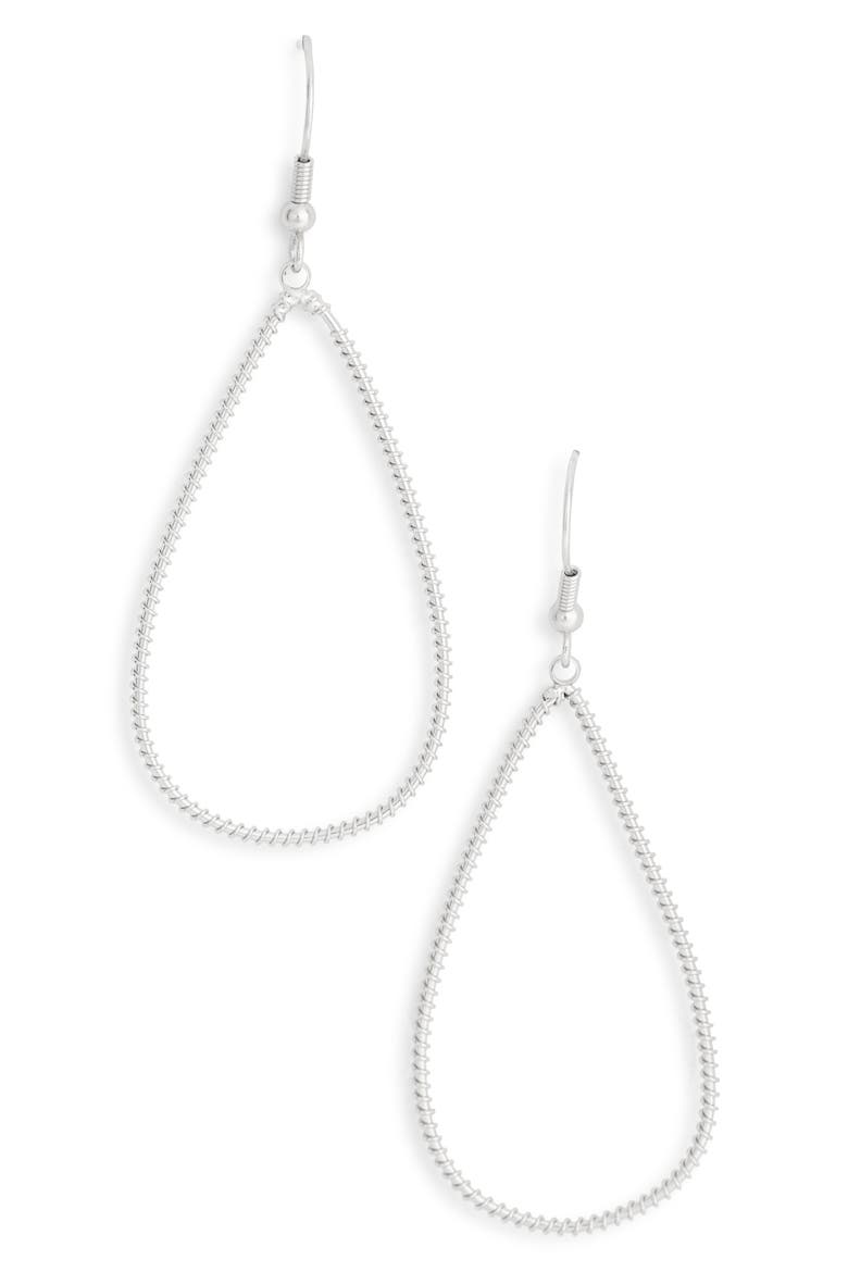 Wrapped Open Teardrop Earrings, Main, color, SILVER