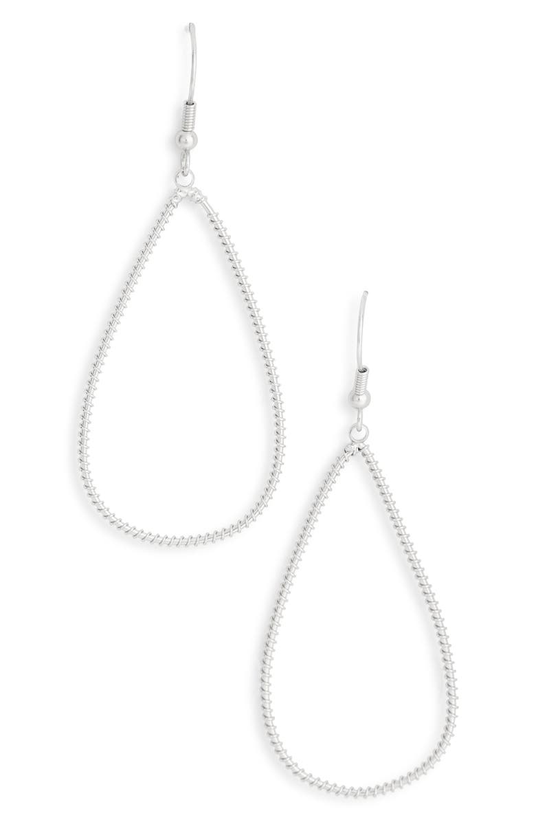 Karine Sultan Wrapped Open Teardrop Earrings, Main, color, Silver
