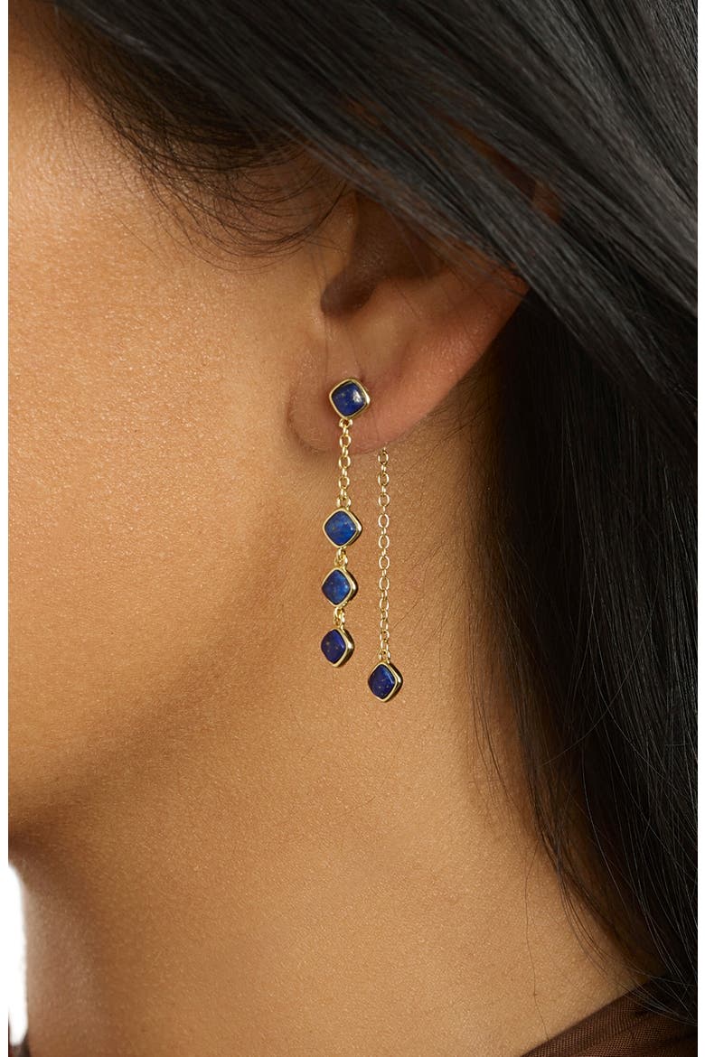 Front-Back Chain Drop Earrings, Alternate, color, BLUE GOLD