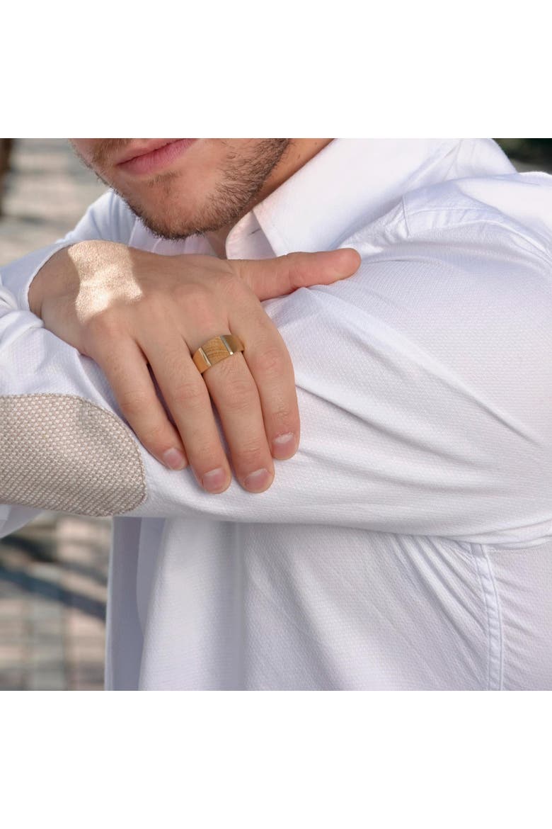Wood Jasper Sterling Silver Men Signet Ring, Alternate, color, 14KT Gold Vermeil on Sterling