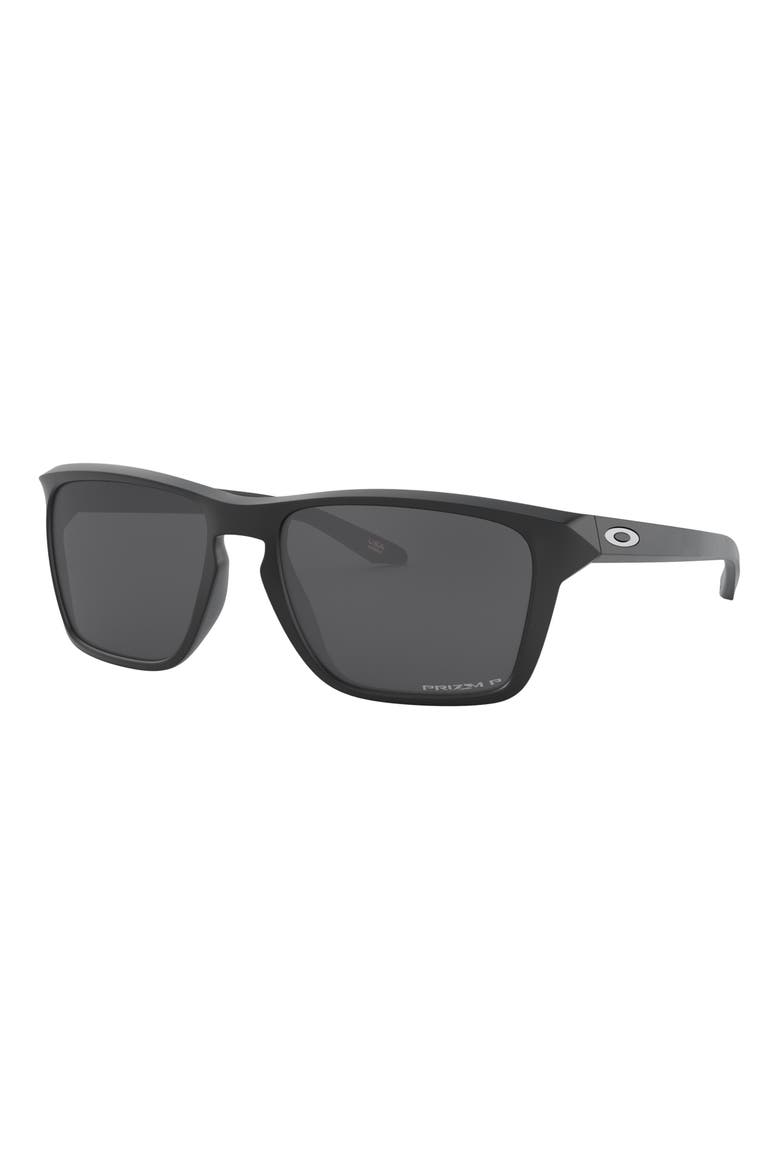 Sylas 60mm Prizm™ Polarized Rectangular Sunglasses, Alternate, color, MATTE BLACK