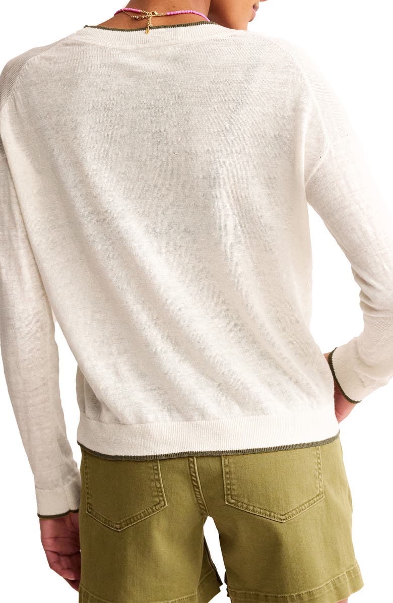 Boden Maggie Tipped Linen Cardigan, Alternate, color,