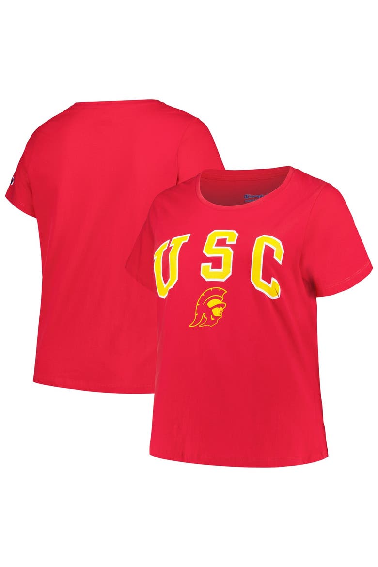 Women's Profile Cardinal USC Trojans Plus Size Arch Over Logo Scoop Neck T-Shirt, Main, color, Cardinal