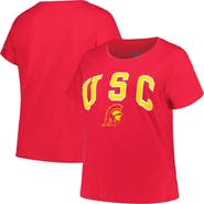 PROFILE Women's Profile Cardinal USC Trojans Plus Size Arch Over Logo Scoop Neck T-Shirt