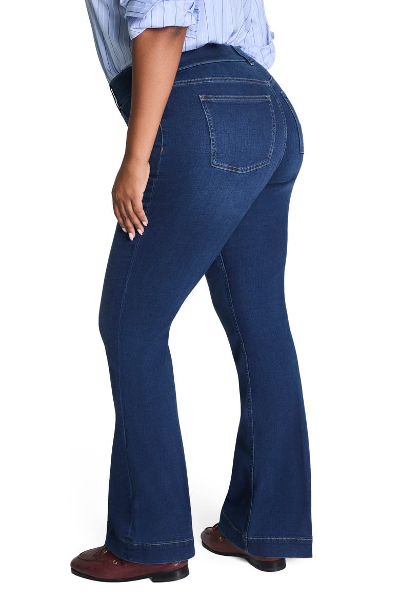 High Waist Flare Leg Pull-On Jeans, Alternate, color, POSEIDON