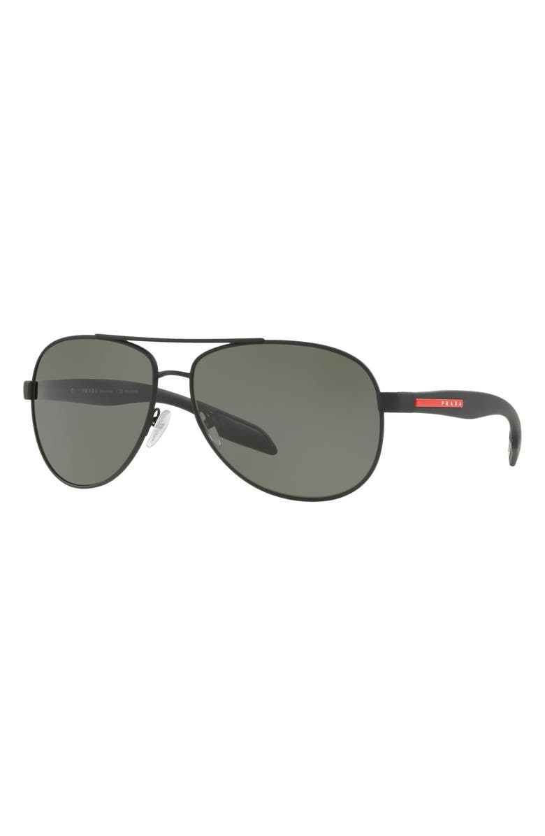 Prada 62mm Oversize Polarized Aviator Sunglasses, Alternate, color, 