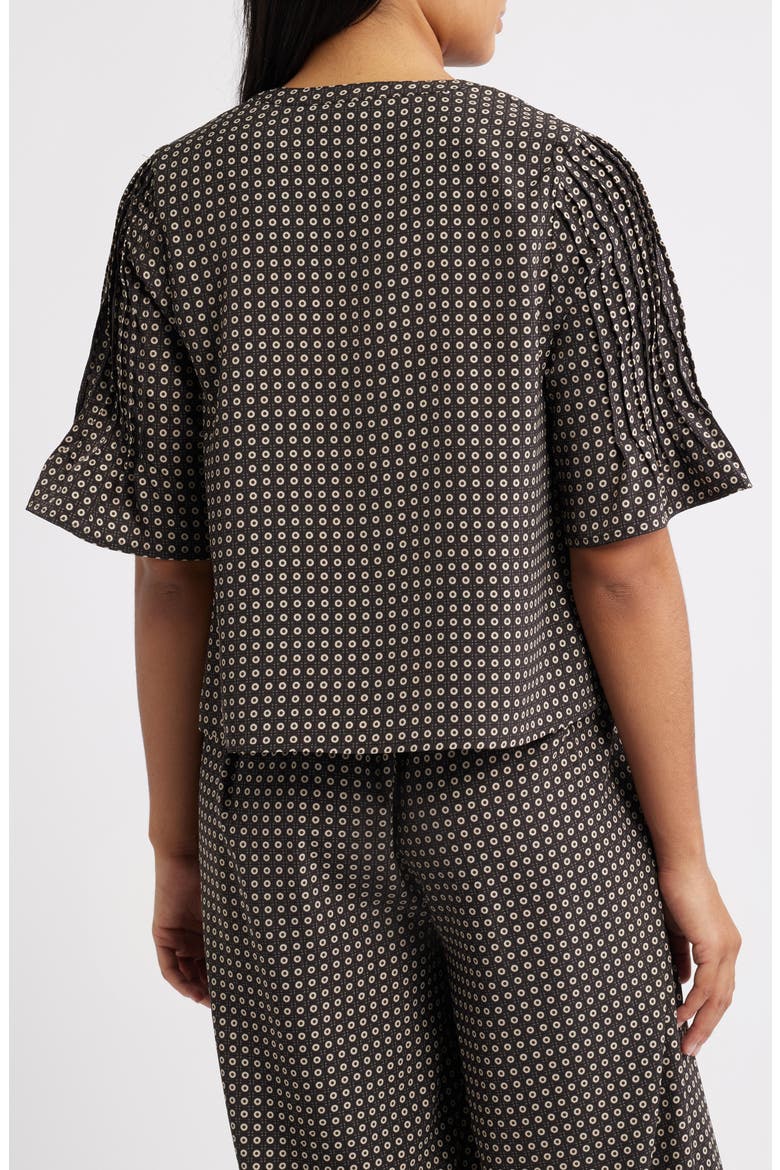 Dot Print Boho Top, Alternate, color, DARK BROWN/ TAUPE