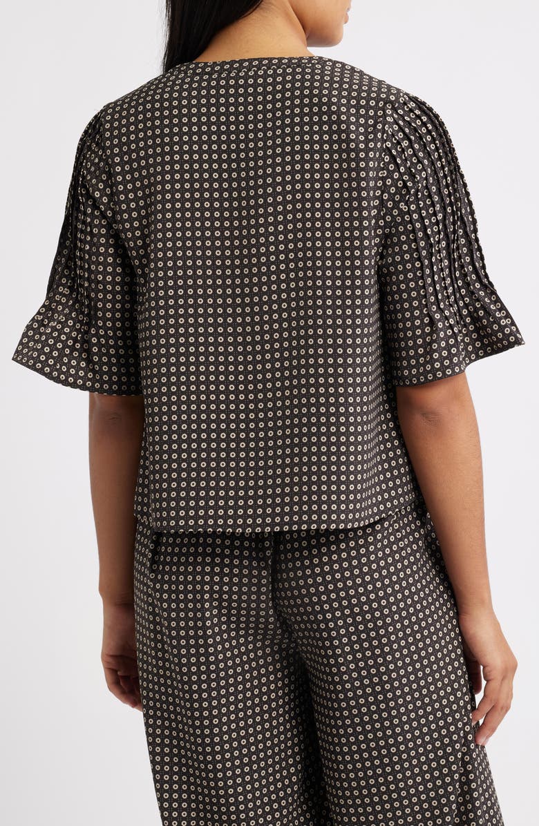 Bobeau Dot Print Boho Top, Alternate, color, Dark Brown/ Taupe