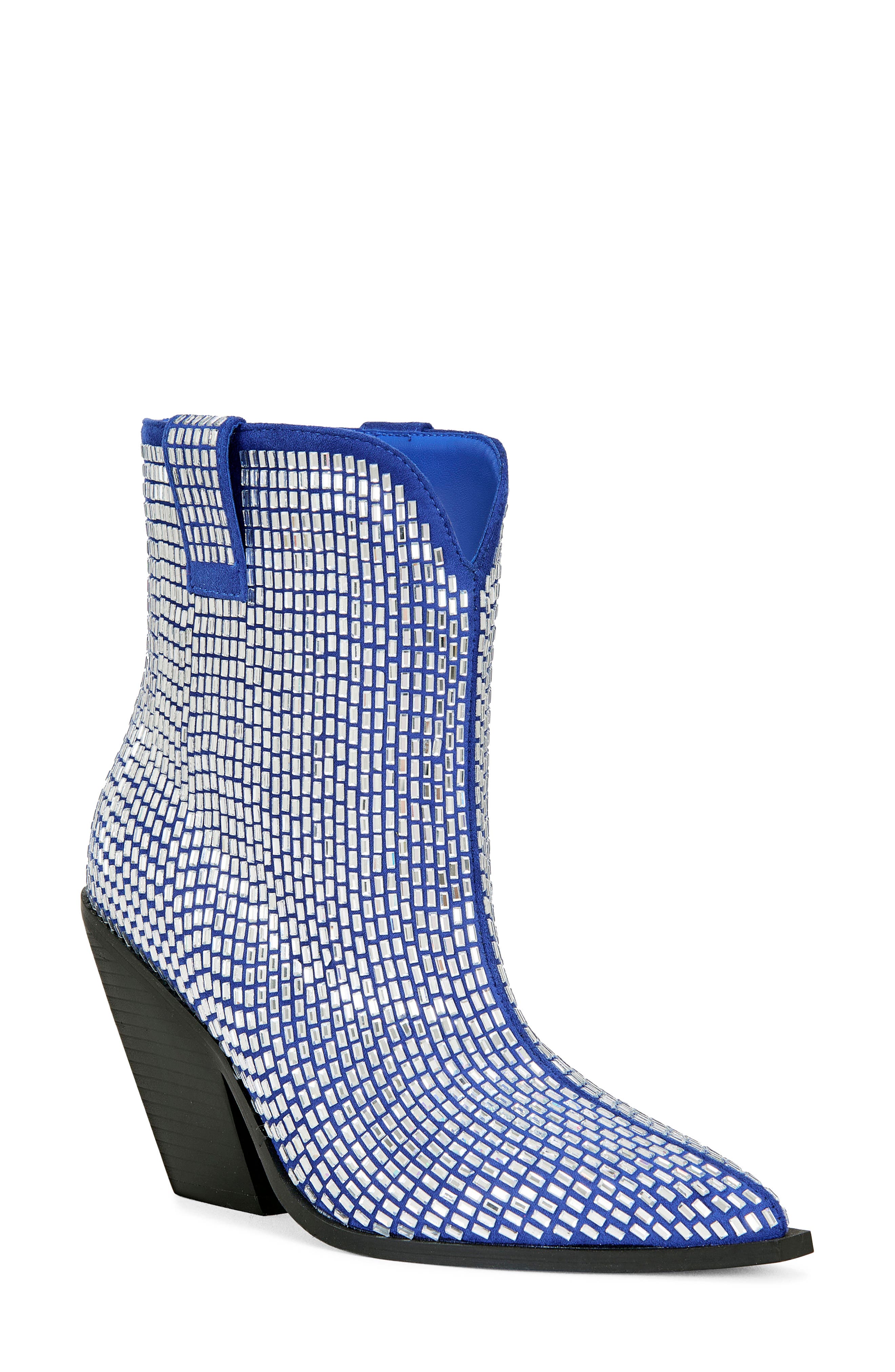 AZALEA WANG Laetitia Crystal Bootie, Main, color, Blue/ Silver