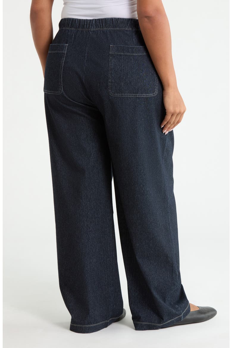 Drawstring Stretch Organic Cotton Straight Leg Pants, Alternate, color, DARK WASH