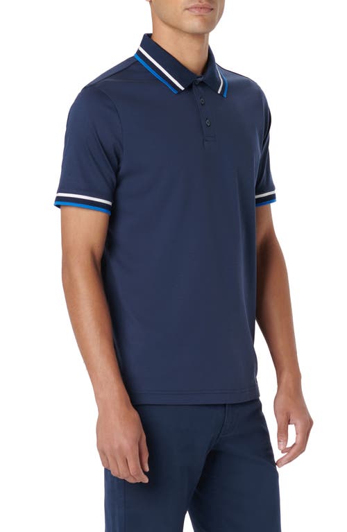 Bugatchi Tipped Short Sleeve Cotton Polo In Blue