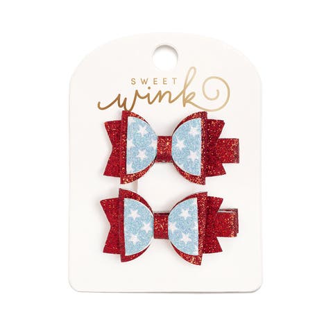 Glitter Flag Bow Clip Set (Toddler & Little Kid)