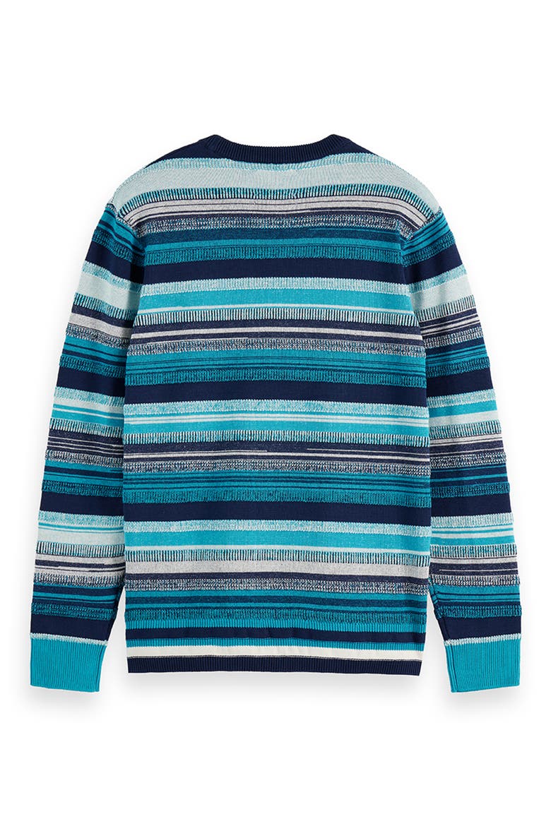Stripe Cotton Sweater, Alternate, color, TAHITIAN BLUE STRIPE