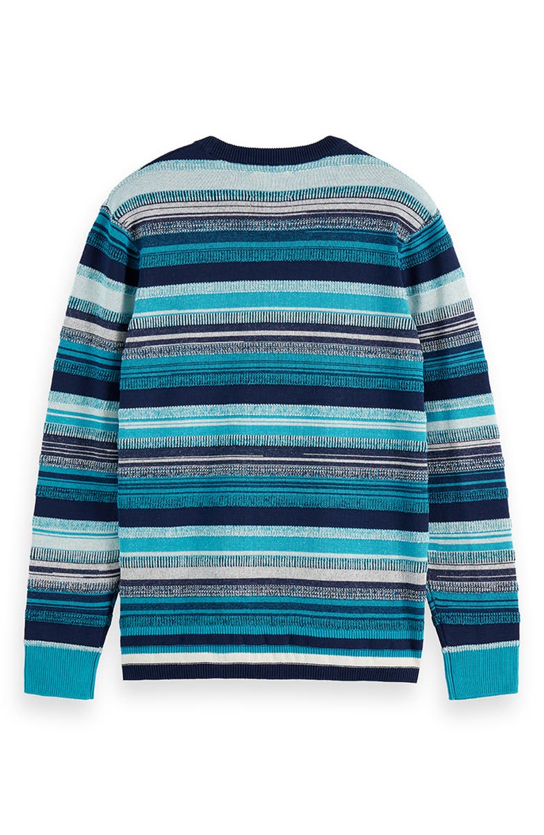 Scotch & Soda Stripe Cotton Sweater, Alternate, color, Tahitian Blue Stripe