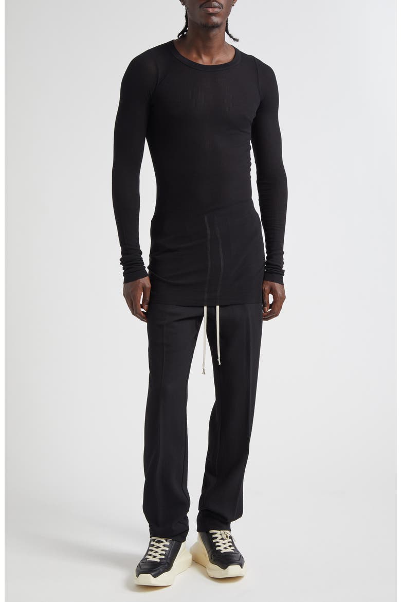 Long Sleeve Rib T-Shirt, Alternate, color, BLACK