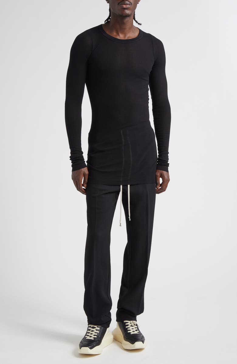 Rick Owens Long Sleeve Rib T-Shirt, Alternate, color, Black