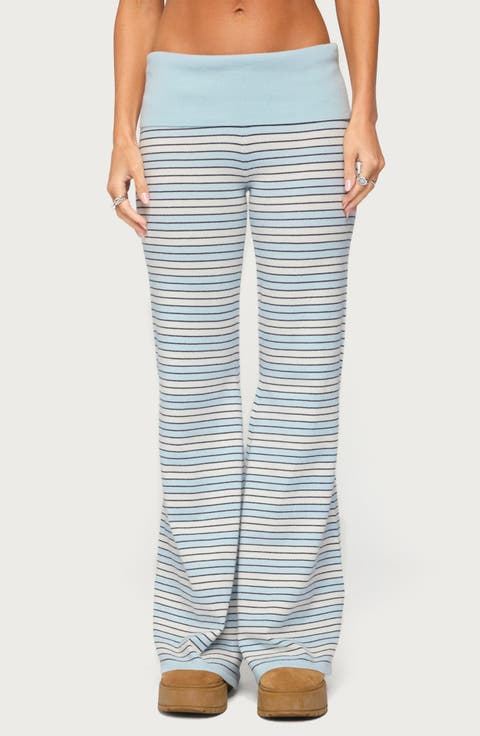 Jadie Foldover Striped Knit Pants
