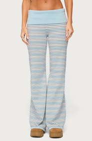 EDIKTED Jadie Foldover Striped Knit Pants