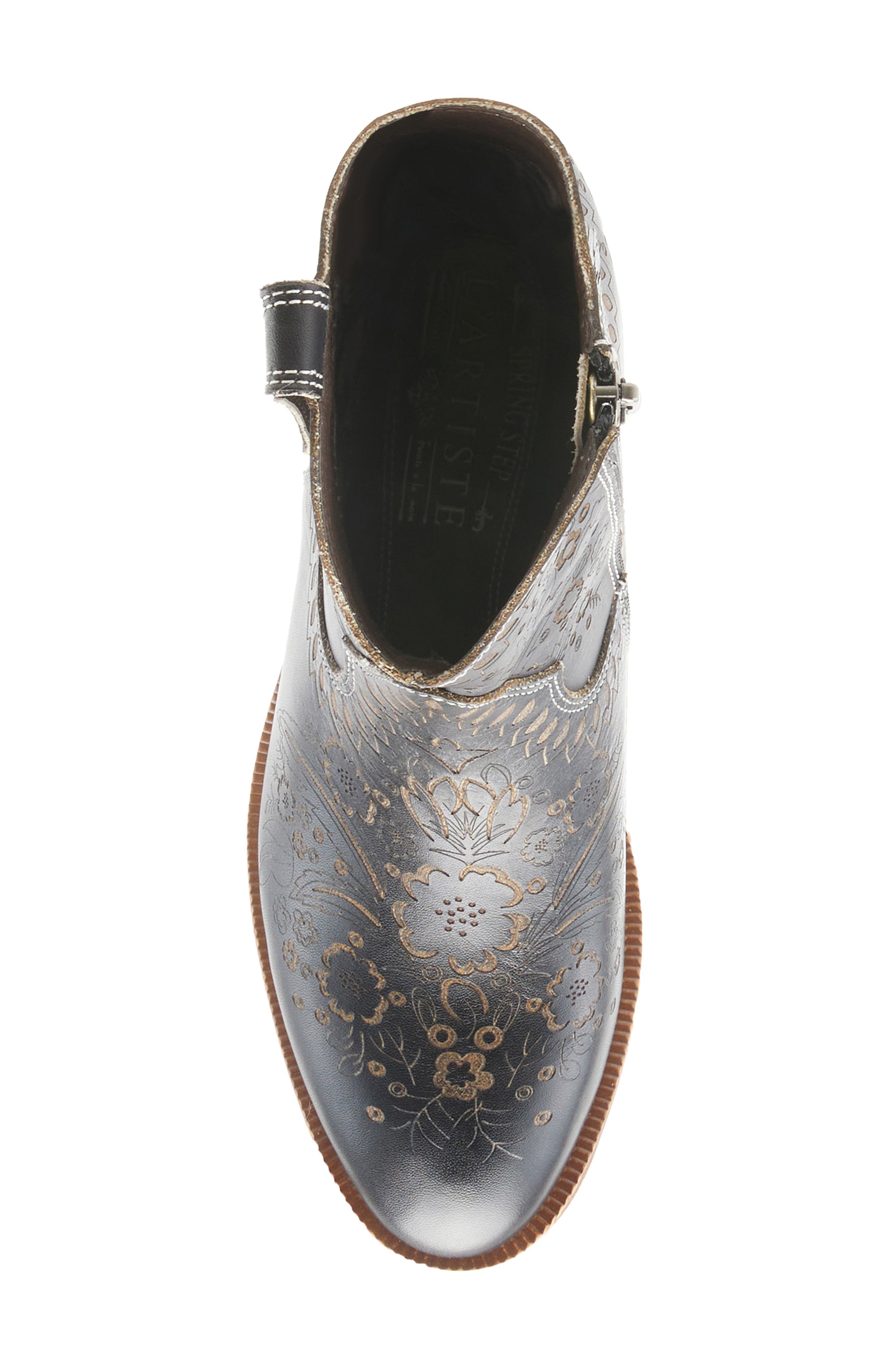 L'Artiste by Spring Step Galop Embossed Floral Leather Bootie, Alternate, color, 