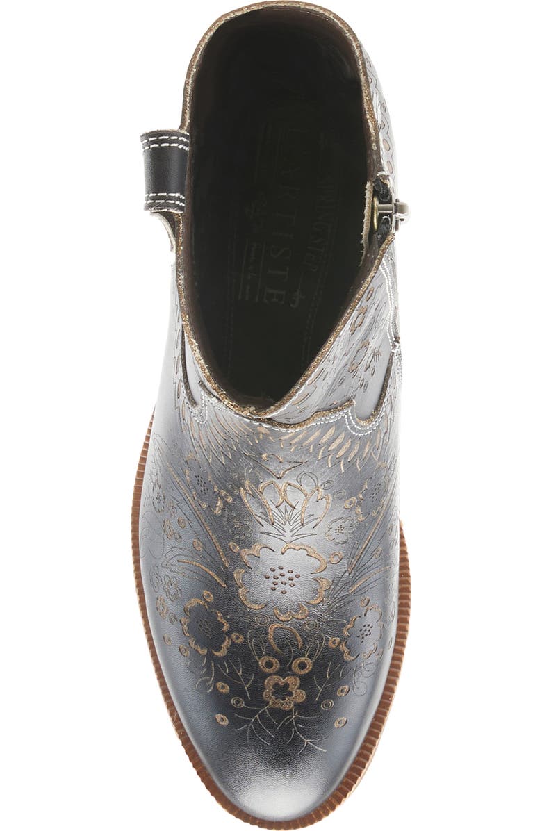 L'Artiste by Spring Step Galop Embossed Floral Leather Bootie, Alternate, color,