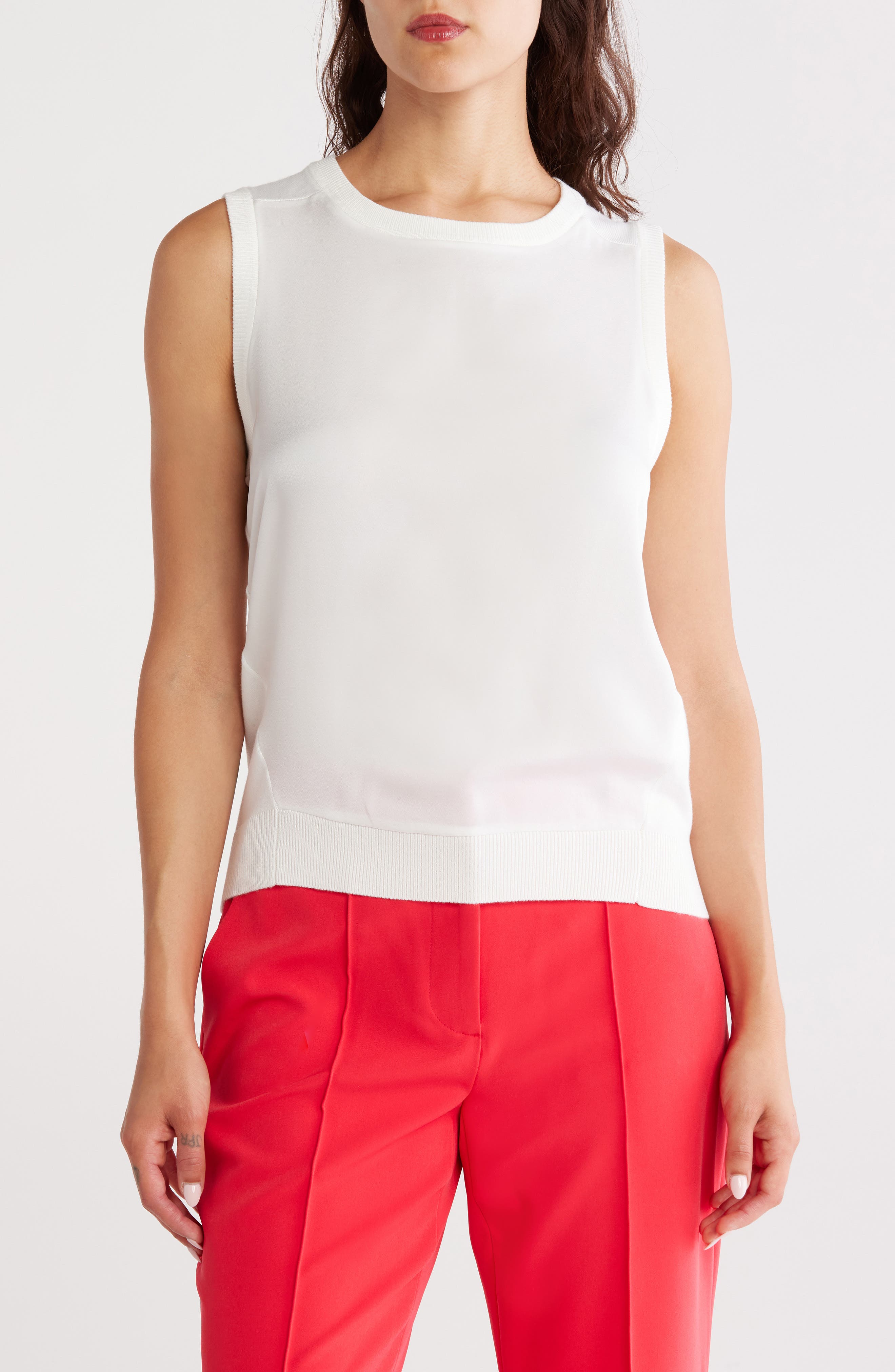 DKNY Sleeveless Mixed Media Sweater