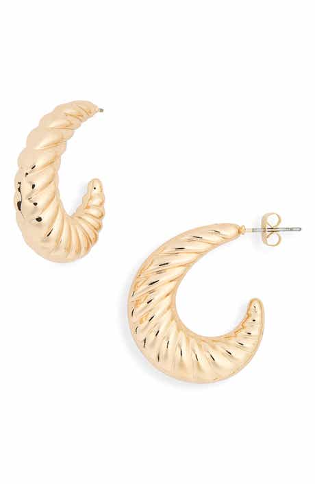 Ribbed Moon Hoop Earrings