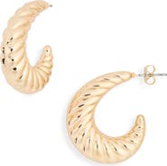 Ettika Ribbed Moon Hoop Earrings