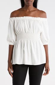 PATRIZIA LUCA Ruched Waist Cotton Top