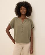 Pact Organic Cotton Coastal Double Gauze Short Sleeve Popover