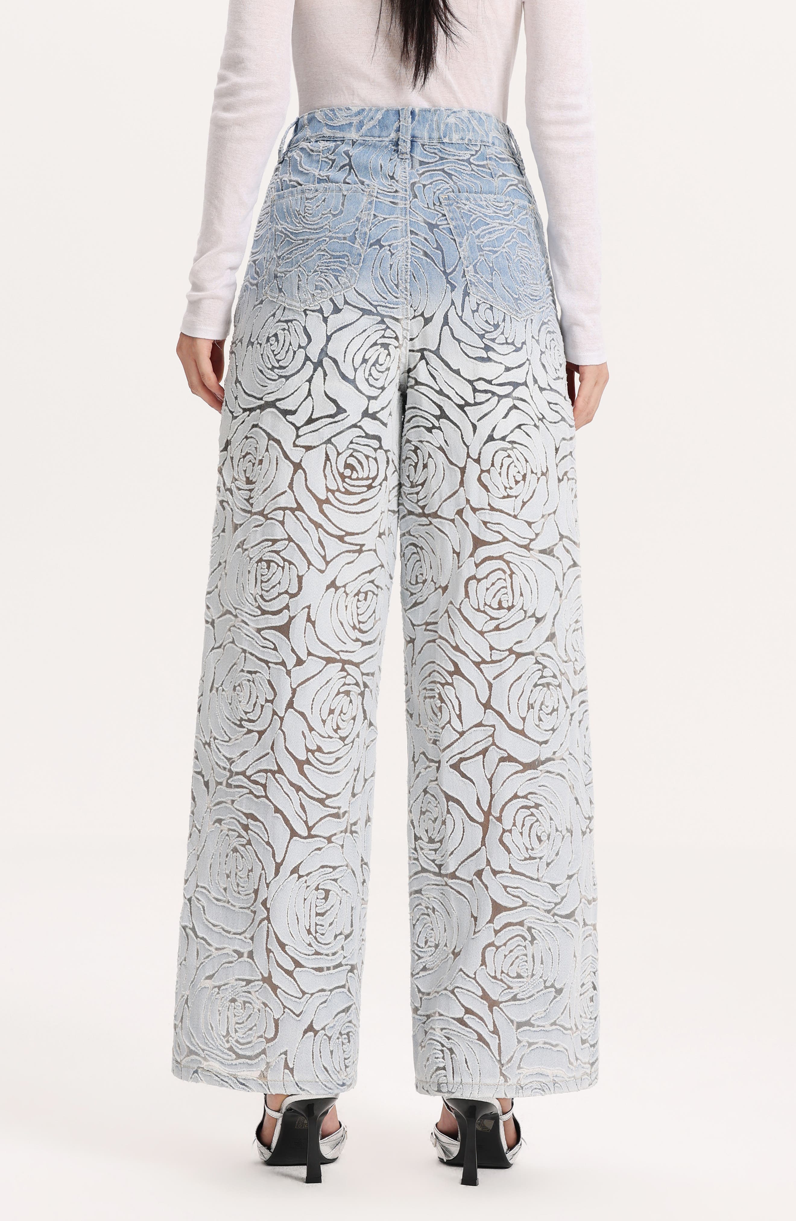 Bayeas Laser Cut High Waist Wide Leg Jeans (Women) | Nordstrom