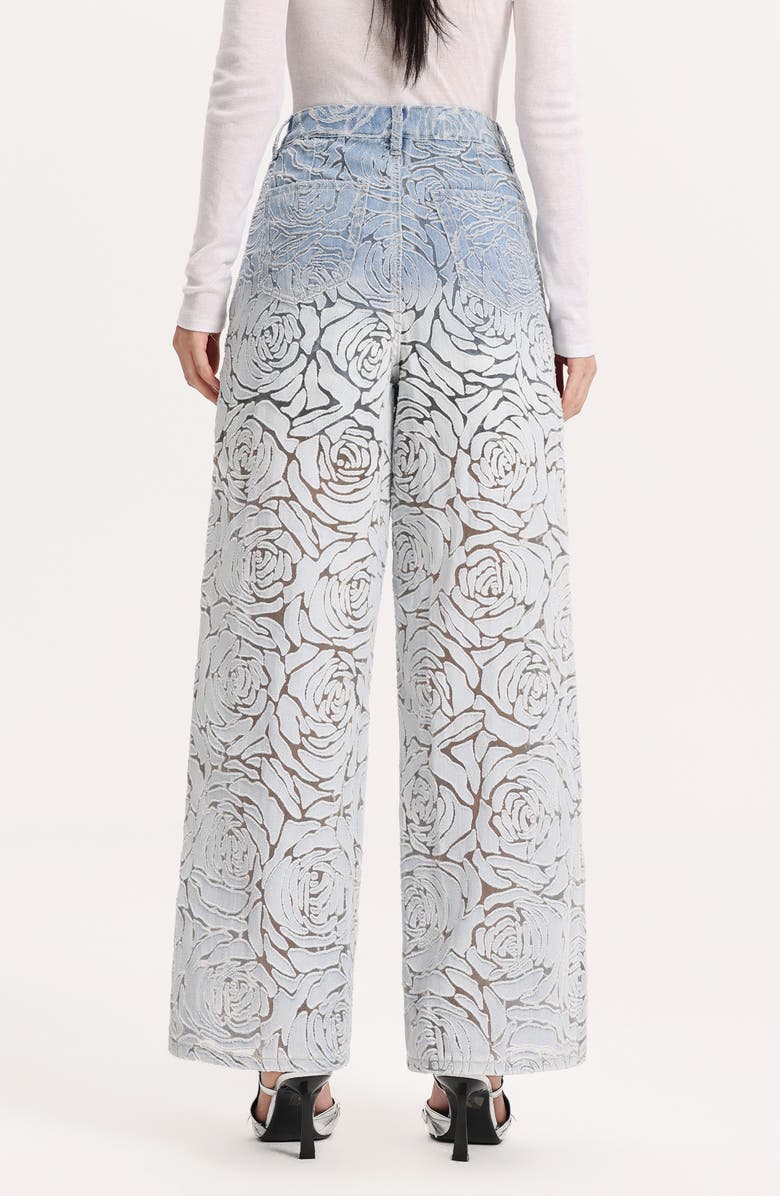Bayeas Laser Cut High Waist Wide Leg Jeans, Alternate, color, Light Blue