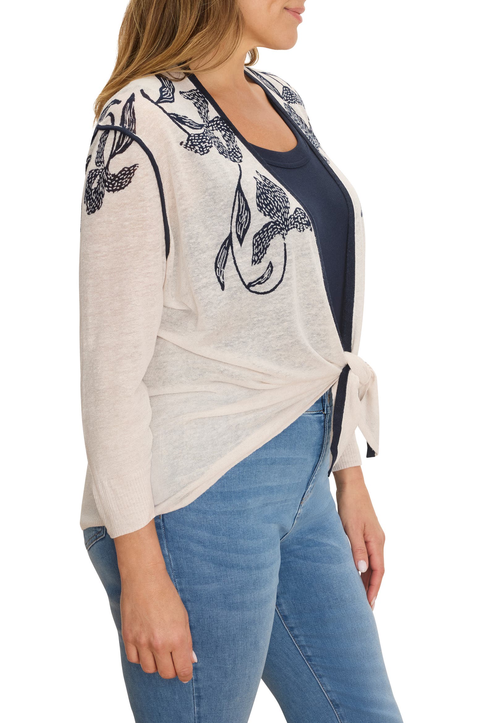 Bloom Bar Code NIC+ZOE Inked Blooms Convertible Cardigan (Women) | Nordstromrack