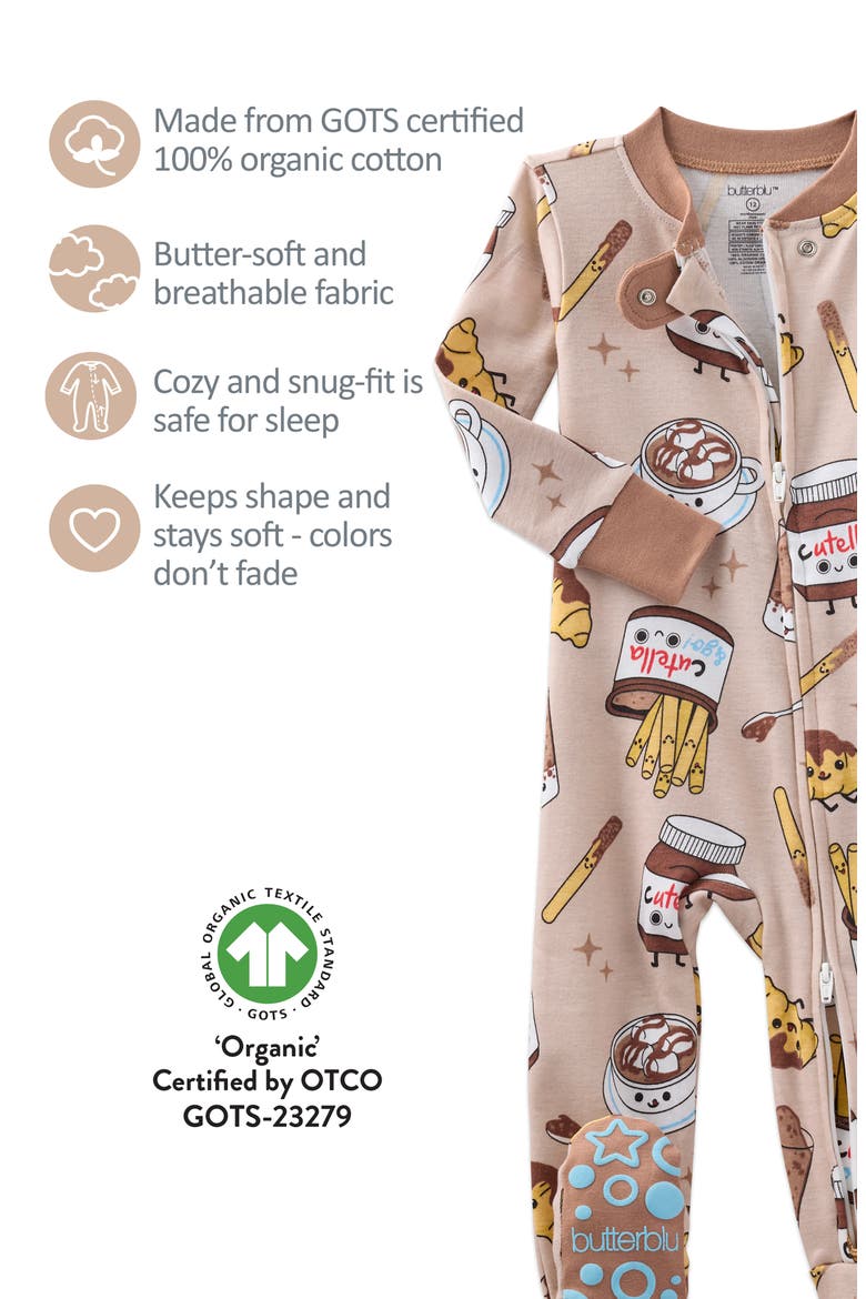 Cruz One-Piece Organic Cotton Footie Pajamas, Alternate, color, CHOC FULL OF CUTE