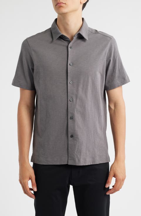 Noran Short Sleeve Knit Button-Up Shirt