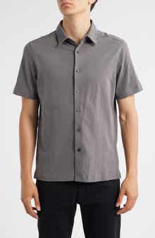 Theory Noran Short Sleeve Knit Button-Up Shirt