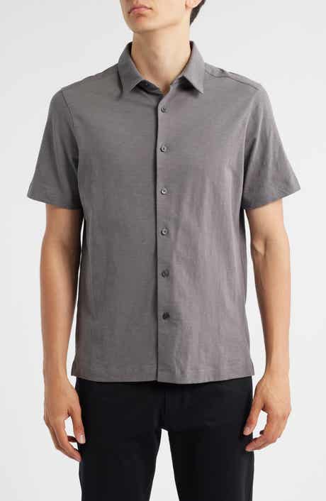 Theory Noran Short Sleeve Knit Button-Up Shirt