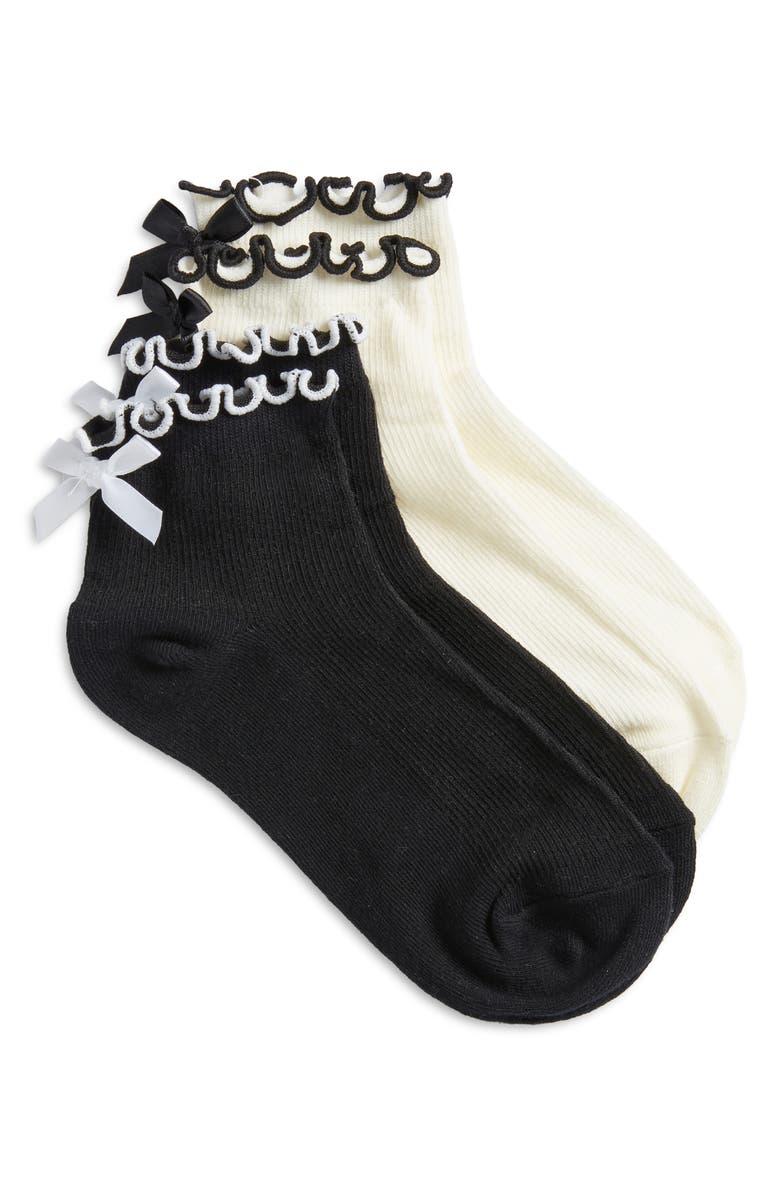 Stems 2-Pack Delicate Bow Quarter Crew Socks, Main, color, 