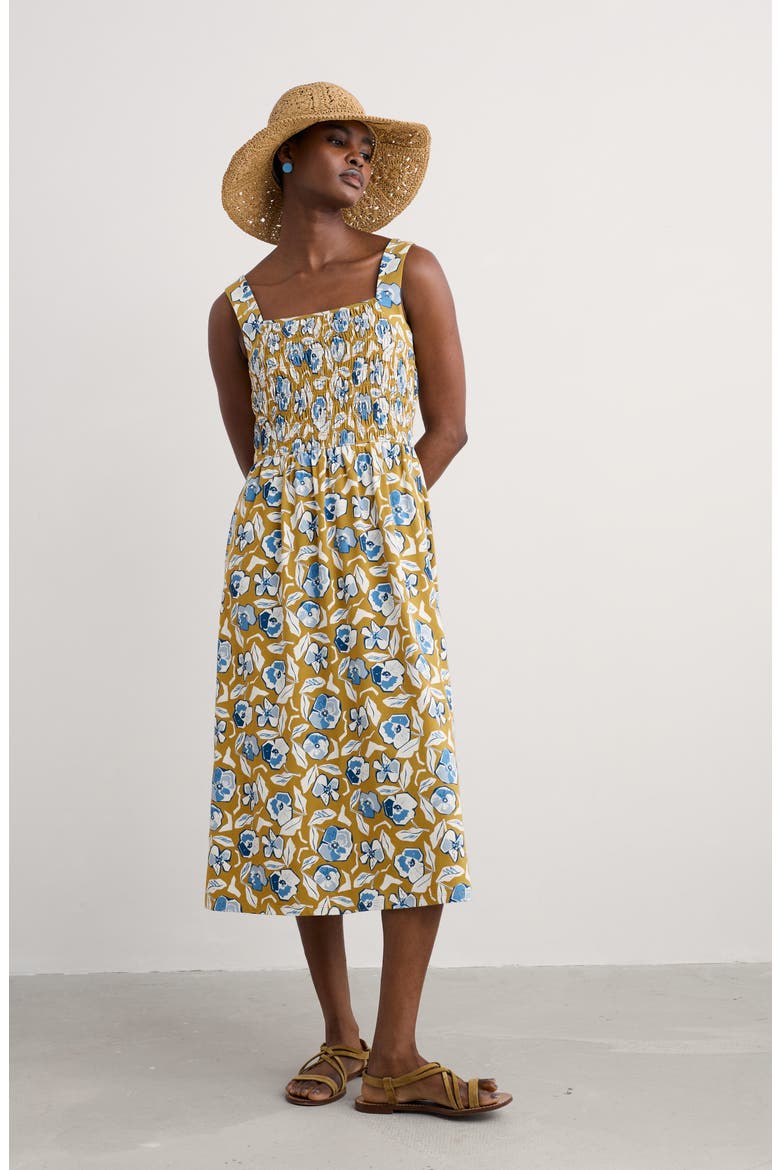Summer Buoy Smocked Organic Cotton Sundress, Alternate, color, SKETCHBOOK POPPIES PEAR