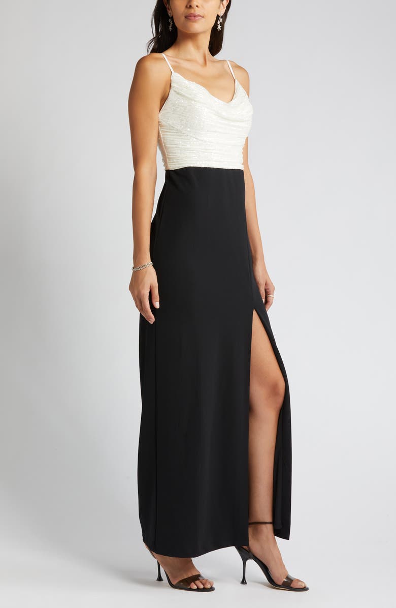 Vince Camuto Sequin Cowl Neck Gown, Alternate, color, 