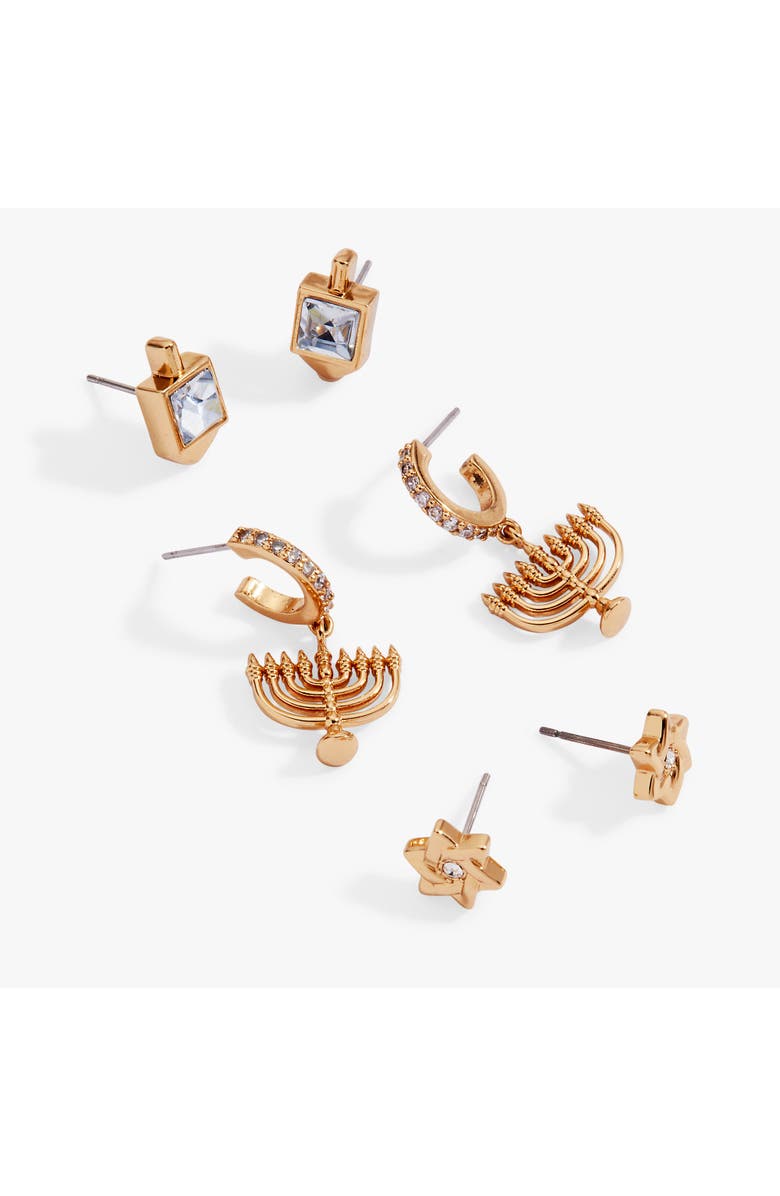 Alex and Ani Hanukkah Earring Stud Set, Alternate, color, Gold