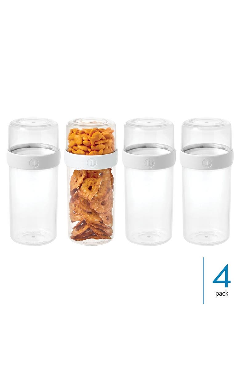 iDesign Large Stack 'n Snack Food Containers - Stackable Snack Containers - Set of 4 - Clear/White, Alternate, color, Clear/White