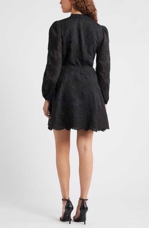 Chelsea28 Ruffle Collar Embroidered Long Sleeve Dress In Multi