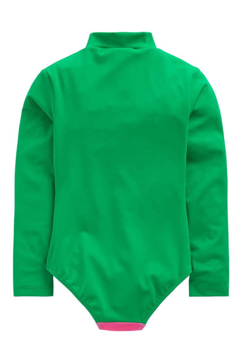 Kids' Long Sleeve One-Piece Swimsuit, Alternate, color, GREEN FISH