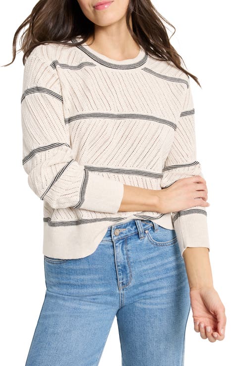 Stripe Pointelle Stitch Sweater