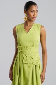 Natori BASKETWEAVE Obi Belt with Embrodiery