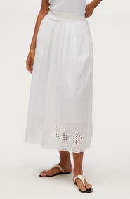 Michael Stars Grace Embroidered Eyelet Cotton Midi Skirt