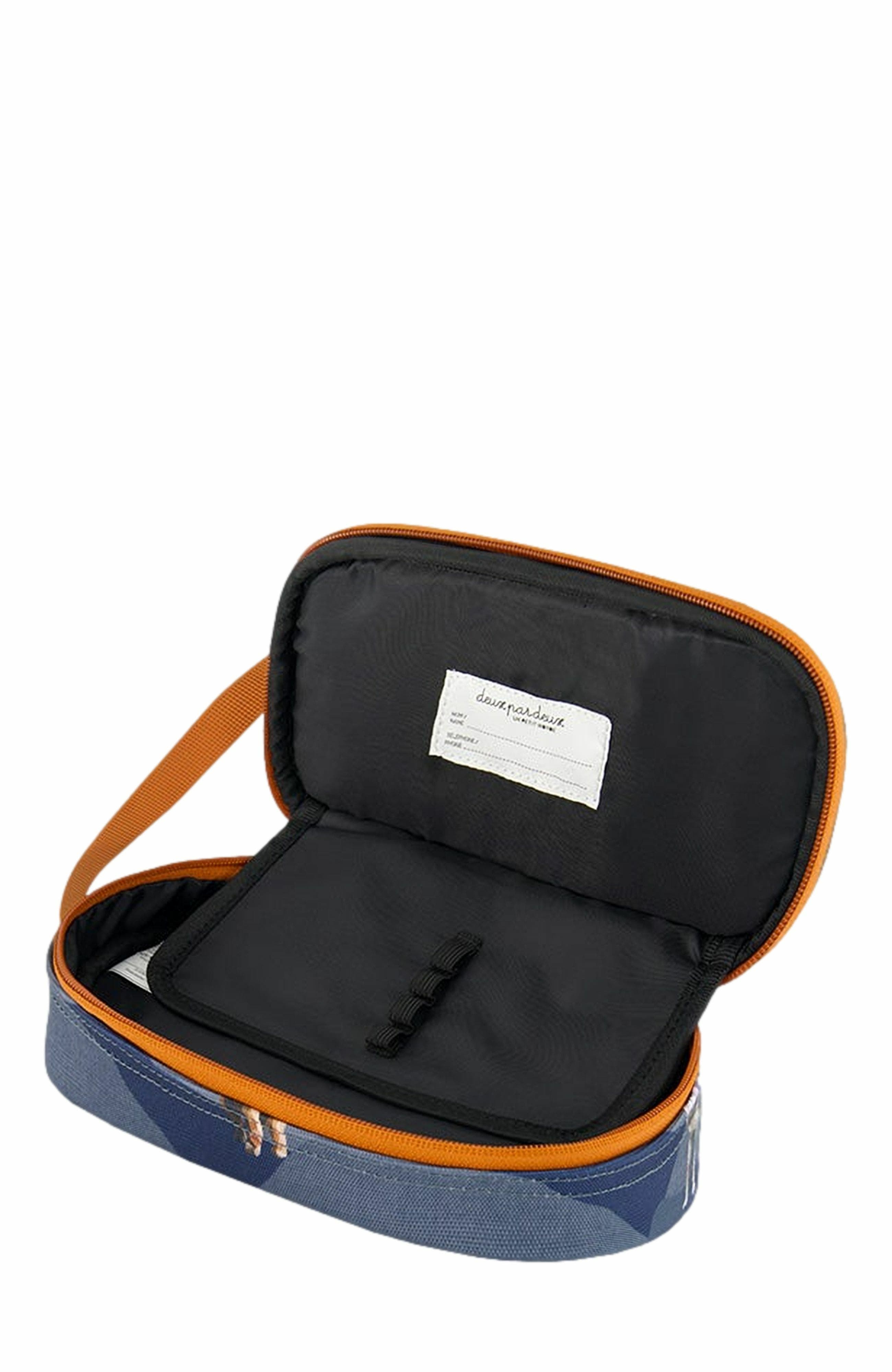 Deux par Deux Boy's Pencil Case Navy Printed Moutains Animals, Alternate, color, 