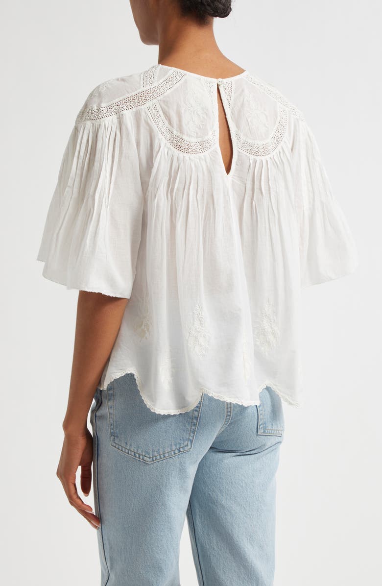 FARM Rio Embroidered Short Sleeve Top, Alternate, color, Off-White
