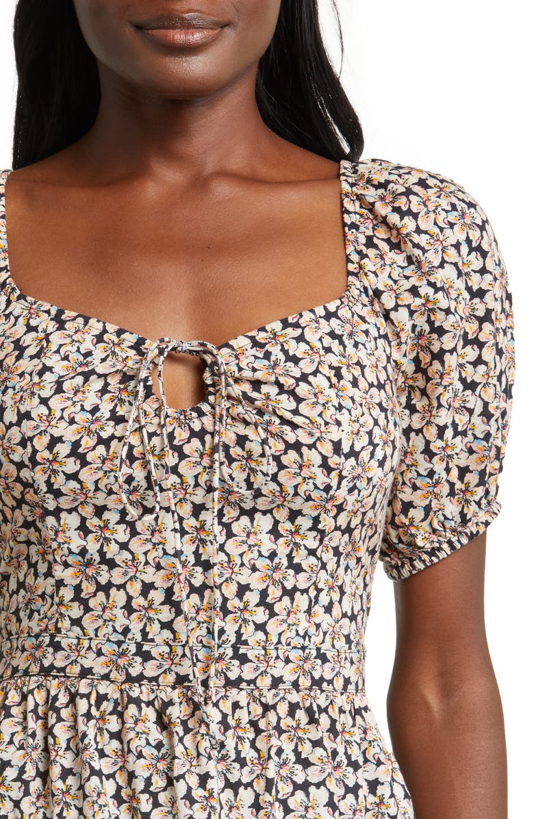 PAIGE Azul Floral Tie Neck Top, Alternate, color, 