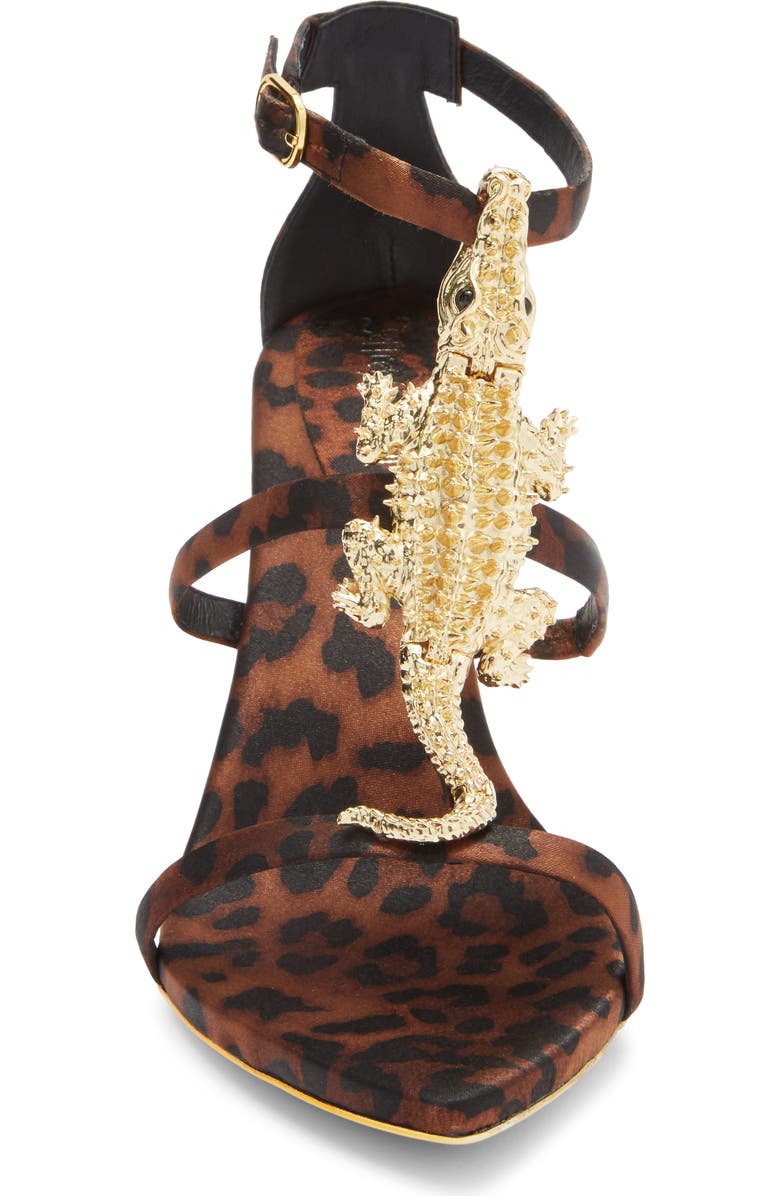 Jeffrey Campbell Everglades Ankle Strap Sandal, Alternate, color, Cheetah Satin Gold